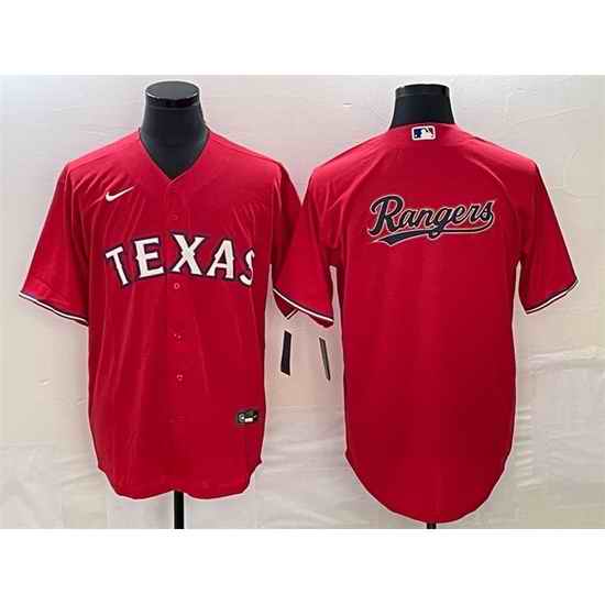 Men Texas Rangers Red Team Big Logo Cool Base Stitched Baseball Jersey